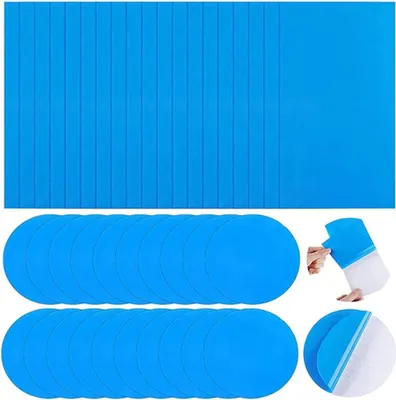 Produktbild von 40 Stück - Poolaufkleber - Poolreparatur - Reparaturpflaster - Poolreparaturset - 20 rechteckig + 20 rund - Reparaturpflaster für Poolfolie - Blau - PVC