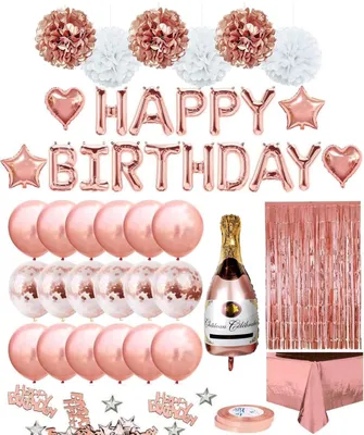 Produktbild von Deko Party Set Geburtstag 40 Teile rose gold Champagner Ballon Happy Birthday 30 40 50 60