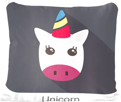 Produktbild von MuchoWow® Zierkissen Sofakissen Wohnzimmer Dekokissen 50x50 cm Kinder Einhorn Logo Illustration - Komfort - Sofakissen