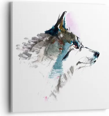 Produktbild von Bild auf Leinwand - Leinwandbild - Hund Illustration Fantasie - 40x40cm - Wand Bild - Wanddeko - Leinwanddruck - Bilder - Kunstdruck - Wanddekoration - Leinwand bilder - Wandkunst - AC40x40-3100