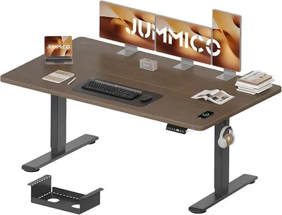 Produktbild von Höhenverstellbarer Schreibtisch 160 x 80 cm mit Kabelwanne, Höhenverstellbar Elektrisch Stehpult mit USB-Buchse, Computertisch, Ergonomischer Steh-Sitz Tisch, Bürotisch, Nussbaum