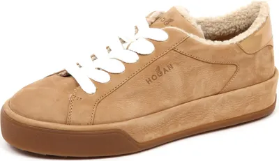 Produktbild von E4838 sneaker donna interno ecopelo HOGAN R320 beige innen eco Pelzschuh Frau