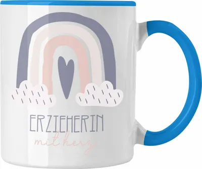 Produktbild von Trendation - Erzieherin Tasse Geschenk Danke Kaffeetassse Geschenkidee für Kindergärtnerin mit Herz Spruch (Blau)