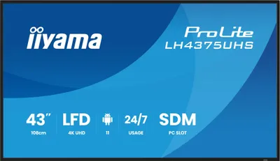 Produktbild von iiyama LH4375UHS-B2AG, Digital Signage Flachbildschirm, 108 cm (42.5"), LCD, 3840 x 2160 Pixel, WLAN, 24/7