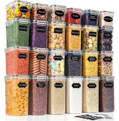 Produktbild von Vorratsdosen Set 24 Stück Luftdicht BPA-Frei Spülmaschinenfest Schwarz