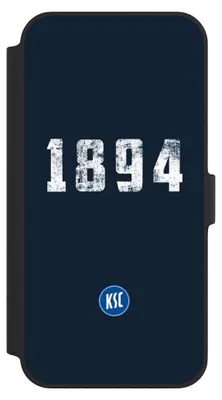 Produktbild von NIVOCASE Klapphülle für Apple iPhone 14 Plus  Handyhülle aus Kunst Leder NIVOflip schwarz Bundesliga KSC Karlsruher SC