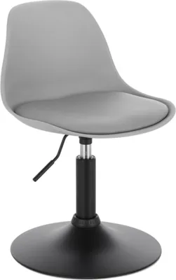 Obrázek produktu pro Mini barová židle - šedá - Imitace kůže - nastavitelná - s opěradlem - kuchyňská a barová židle - výška sedu 37-49 cm