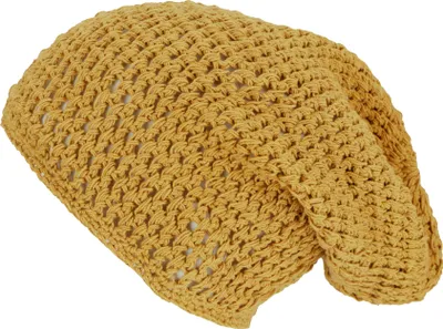 Produktbild von Beanie, Baumwoll-Häkelmütze - Senfgelb, Uni, Baumwolle, Hüte, Mützen