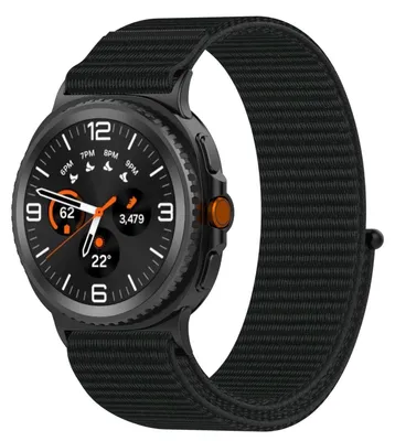 Produktbild von Für Samsung Galaxy Watch 8 / 8 Classic / Ultra 2 Nylon Elastisches Klettverschluss Ersatz Armband Schwarz