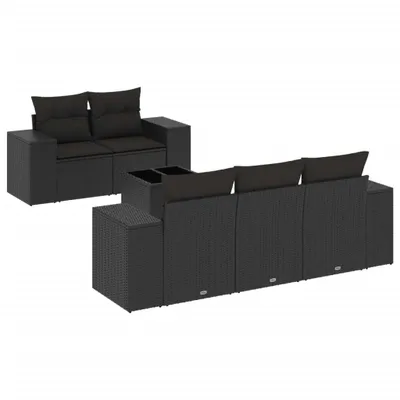 Produktbild von 6-tlg. Garten-Sofagarnitur mit Kissen Schwarz Poly Rattan