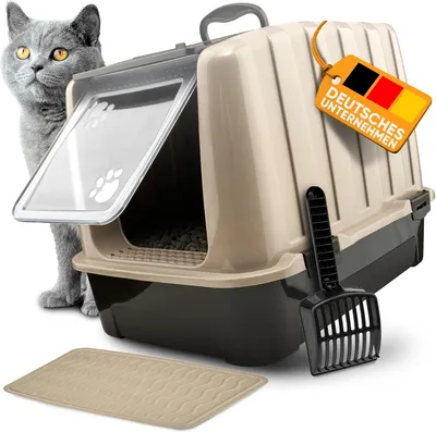 Productafbeelding van Kattenbak met deksel - XL - gesloten kattentoilet met actief koolfilter - polypropyleen - beige