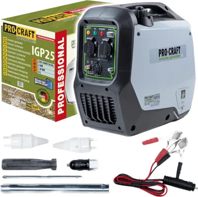 Productafbeelding van Procraft IGP25 benzine-invertergenerator stroomgenerator 1800 W 4000 ml 2× 230 V, 1× 12 V DC-uitgang