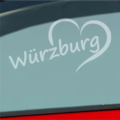 Produktbild von Auto Aufkleber Würzburg Herz Stadt City Liebe Love Heart 15x8 cm Milchglas Sticker Heckscheibenaufkleber