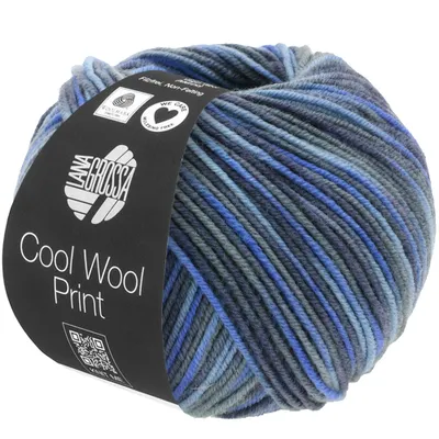 Produktbild von Lana Grossa COOL WOOL PRINT 50 g pflegeleichtes Strickgarn aus extrafeiner Wolle 160 m Farbe 716 - Jeans/Graublau/Royal