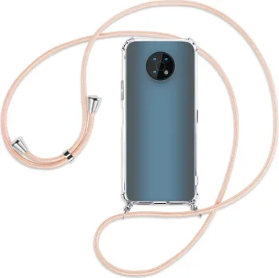 Produktbild von Handykette Backcover-Schutzhülle mit Band (Metall silberfarben) für Nokia G50 5G (TA-1358) - rose peach