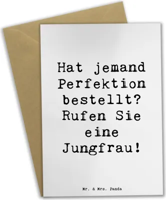 Produktbild von Mr. & Mrs. Panda neujahrskarte Spruch Jungfrau Perfektion - Weiß - Geschenk, Geschenke Astrologie, einladungskarten, osterkarten, Sternzeichen, Ordnungsliebe, kritisch