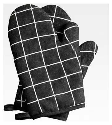 Produktbild von Hitzebeständige Topfhandschuhe, 1 Paar Ofenhandschuhe, Baumwolle Anti-Rutsch Küche Backofen Handschuhe (Schwarz)