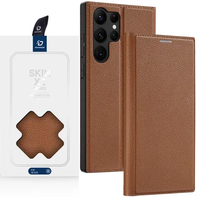 Produktbild von Dux Ducis Skin X2 Fall Samsung Galaxy S23 Ultra Flip Cover Wallet Stand Braun