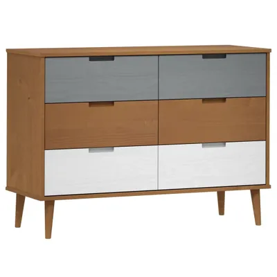 Obrázok produktu pre vidaXL Zásuvková skriňa MOLDE Brown 113x40x80 cm Masívne borovicové drevo