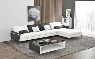 Produktbild von Luxus Eckgarnitur Ledersofa Ecksofa L Form Liege Couch Sofa Weiß