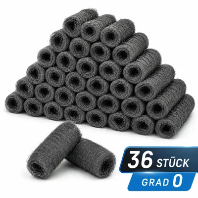 Produktbild von Stahlwolle Metallwolle Schleifwolle Polierwolle Mittelfein Grad 0 (36 Stück)