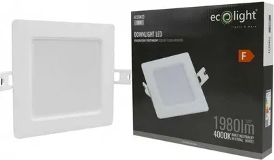 Image de Luminaire encastré carré blanc 22 cm encastré LED 18W downlight Ecolight EC20453
