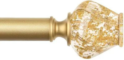 Obrázok produktu pre Ibenzoa® Zlatá teleskopická záclonová tyč, nastaviteľná od 80 do 218 cm, kovová, hrúbka 0,6 mm, s zlatými koncovkami – vhodná do obývačky, spálne alebo kuchyne
