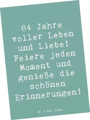 Produktbild von Mr. & Mrs. Panda Fotokarte Spruch 84. Geburtstag Leben und Liebe - Meeresbrise - Geschenk, Happy Birthday, Postkarte, Grußkarte, Postkarten, Kunstkarten, Ansichtskarten
