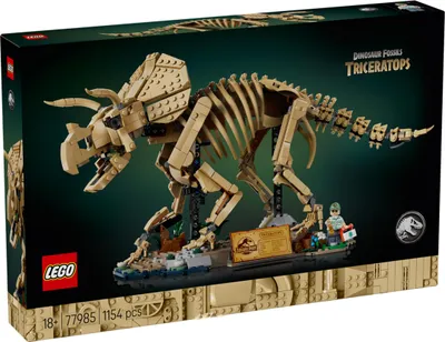 Productafbeelding van LEGO Jurassic World Dinosaurusfossielen: Triceratops - Modelbouw voor volwassenen met de minifiguur Dr. Gerry Harding - DIY decoratie voor op een plank - Cadeauidee voor fans van Jurassic Park - 77985
