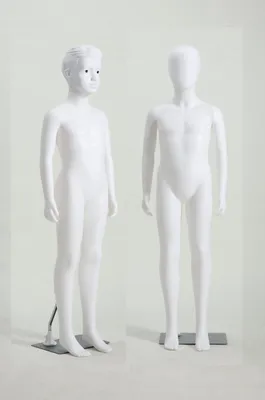 Produktbild von Kinderpuppe Schaufensterpuppe Mannequin SC-1White 2 Köpfe Junge Mädchen Egghead Kind weiß 130 cm