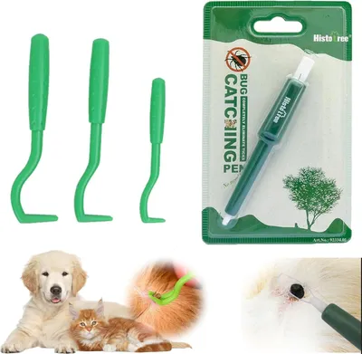 Produktbild von Zeckenzange 4 Stücke, 3 Größen, für Hunde und Katzen, grün, Zeckenentfernung