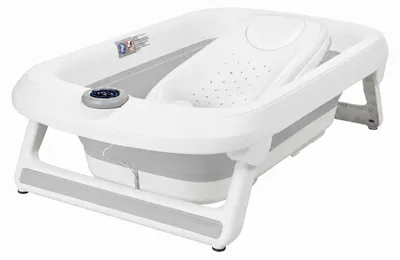 Zdjęcie produktu dla Primabobo LUX wanienka 85 cm z termometrem LCD USB i fotelikiem, szara, Obraz wygenerowany przez AI