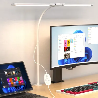 Immagine prodotto di Lampada da scrivania LED Comely, dimmerabile, 16W, 75cm, 2 elementi, pieghevole, con morsetto, 1800 lumen