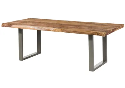 Image de MASSIVMOEBEL24 | Table à manger 220x100 en bois de Sheesham sablé bois naturel pieds en U gris FREEFORM 5