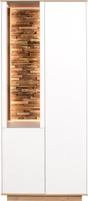 Produktbild von Vitrine KINGSTON Asteiche Holznachbildung Ice Weiß supermatt mit Beleuchtung