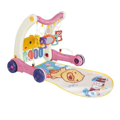Produktbild von 2 in 1 Lauflernwagen,Baby Walker,Lauflernhilfe zum Sitzen und Stehen für Baby,Baby Spiel und Laufwagen mit Matte für Baby von 12-36 Monaten Rosa