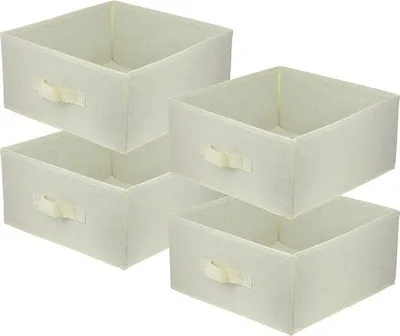 Zdjęcie produktu dla Unyqoos® Składane pojemniki do przechowywania, 31 x 31 x 15 cm, zestaw 4 sztuk, kolor kremowy, organizer do szaf i szuflad