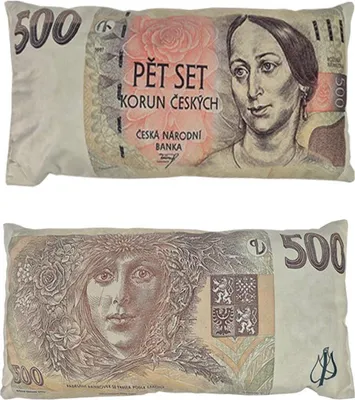 Obrázek produktu pro Dekorační polštář bankovka 500kč 28x53cm