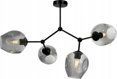 Produktbild von Light-Home Prage Deckenbeleuchtung Lampen Deckenlampen - Deckenlampe Industrial für Wohnzimmer Schlafzimmer und Esszimmer - Pendelleuchte Glas mit Metall 4-Flammig - Graphit