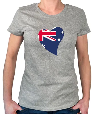 Produktbild von Huuraa Damen T-Shirt Australien Flagge Herz S Sport Grey Bio Baumwolle Fairtrade Damenshirt Geschenkidee