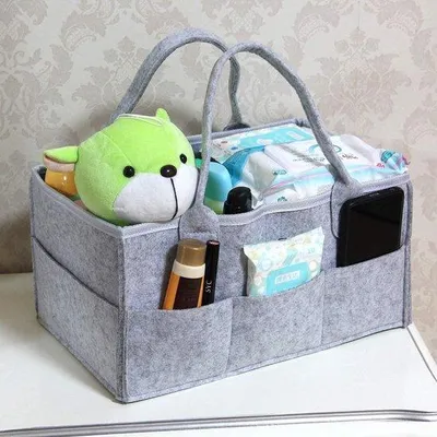Produktbild von Famanu Baby-Organizer Tragbare Aufbewahrungsbox - Faltbar, Dunkelgrau