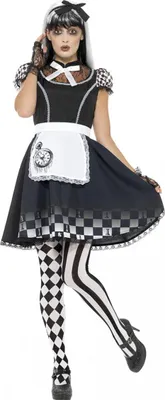 Produktbild von Gothic Alice Damenkostüm mit Kleid & Harreif als Horrormärchen Verkleidung Damen Größe: XL