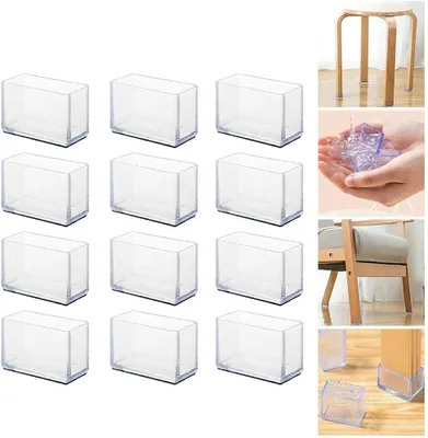 Produktbild von Rechteckige Bodenschutzkappen für Stuhlbeine, 12 Stück, Möbelfußschutz, Tischbeinabdeckungen (30 x 50 mm)