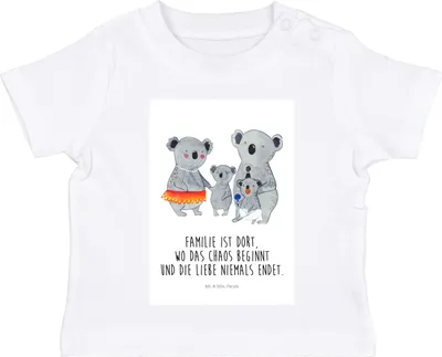 Produktbild von Mr. & Mrs. Panda Organic Baby Shirt Koala Familie 12. - 18. Monat - Weiß - Geschenk, Kinder T-Shirt, Muttertag, Babyshirt, Papa, Top, Mama, Kleinkind,