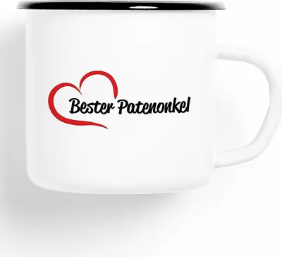 Produktbild von Huuraa Emaille Tasse Bester Patenonkel Geschenk Kaffeebecher Vintage 300ml Bester Patenonkel Präsent