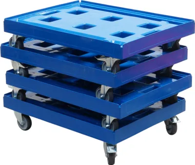 Produktbild von 4 Stück Transportroller 800 x 600 mm in Blau Gigant Typ B-F - 2 Bremsen und Lenkrollen