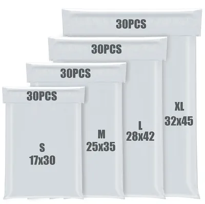 Imagen del producto de Bolsas para envíos, 120 unidades, de diferentes tamaños (de 17x30 a 32x45 cm), impermeables, ideales para envíos