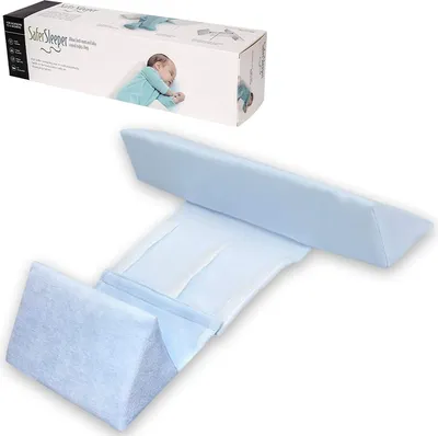 Image de Oreiller pour bébé Oreiller latéral anti-roulis, Largeur du support latéral réglable, Housse en velours amovible et lavable avec fermeture éclair, Empêche la tête du bébé de s'incliner,Bleu