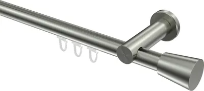 Produktbild von Interdeco Innenlaufstange / Gardinenstange mit Innenlauf Edelstahl-Optik, Typ Platon Sitra (Konus), 20 mm Ø 1-läufig, 400 cm