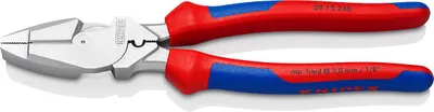 Image de KNIPEX 09 15 240 Pince combinée de force "Lineman's Pliers" modèle américain avec gaines multi-composants chromé 240 mm